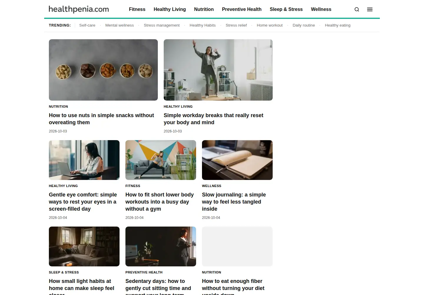 Captured homepage of healthpenia.com in the current scan