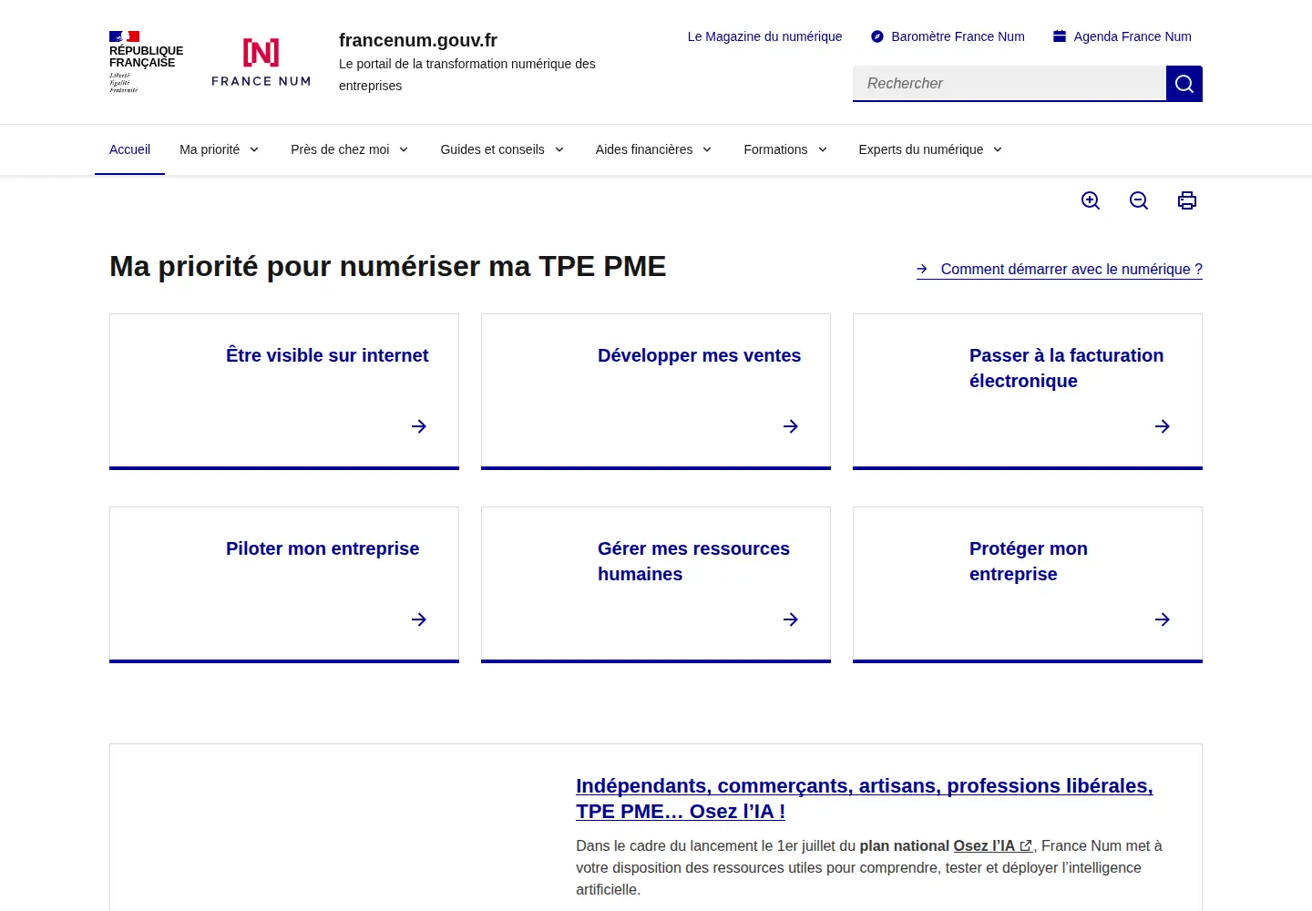 Screenshot of francenum.gouv.fr