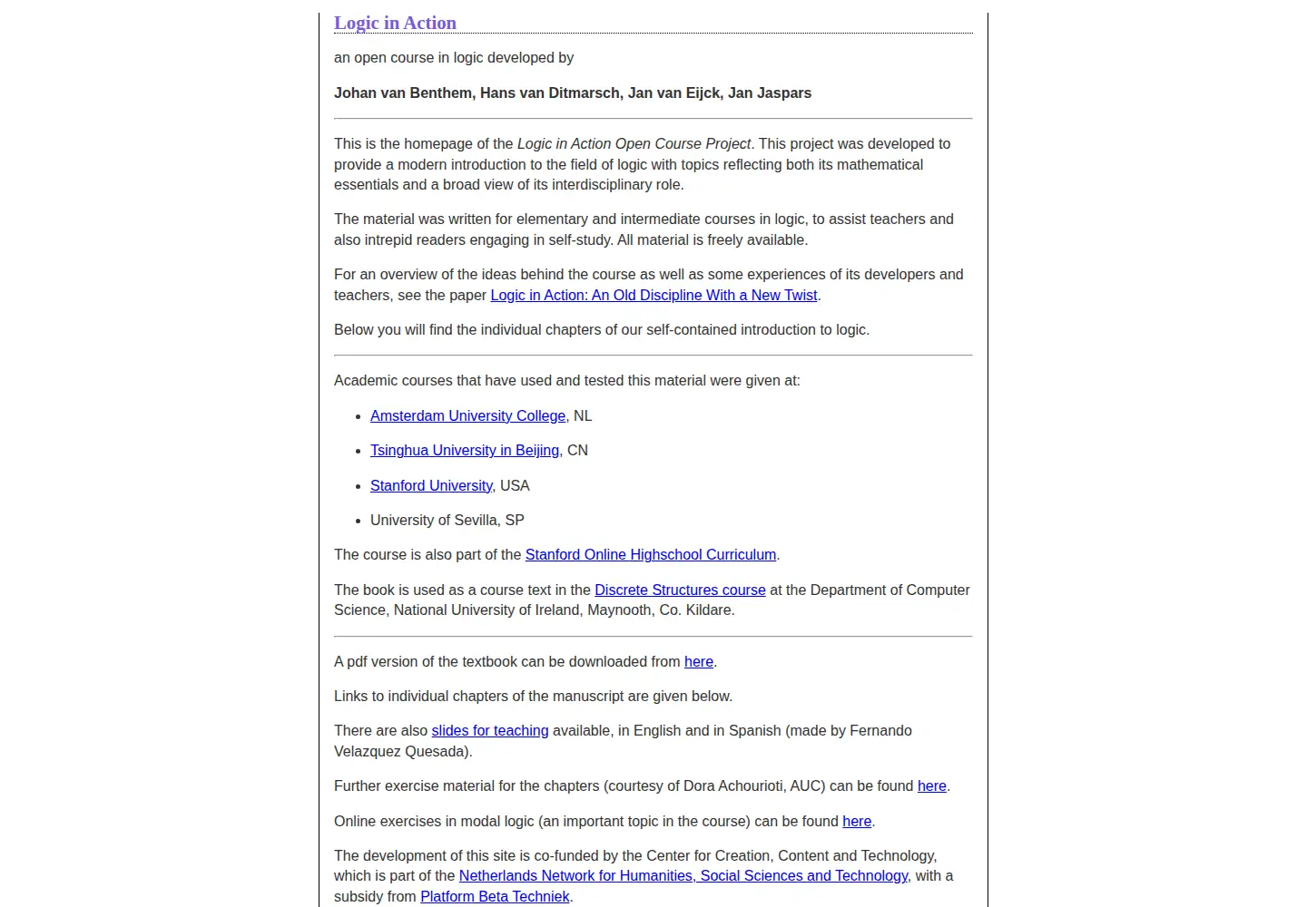 Screenshot of logicinaction.org