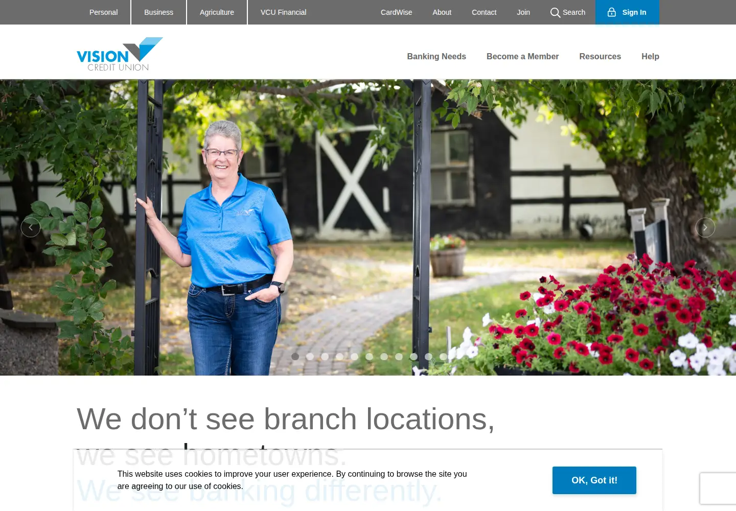 Captured homepage of visioncu.ca in the current scan