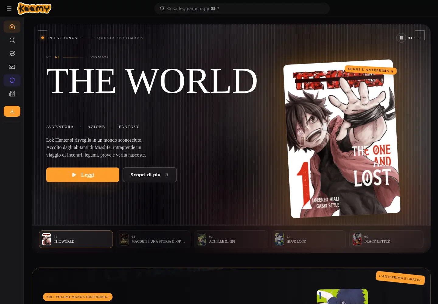 Captured homepage of koomy.it in the current scan