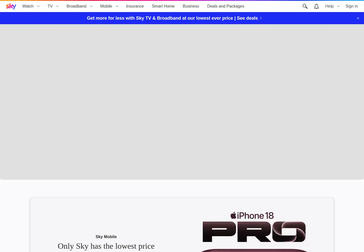 Screenshot of sky.com