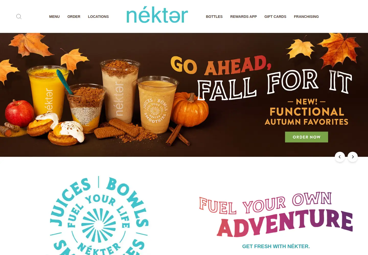 Captured homepage of nekterjuicebar.com in the current scan