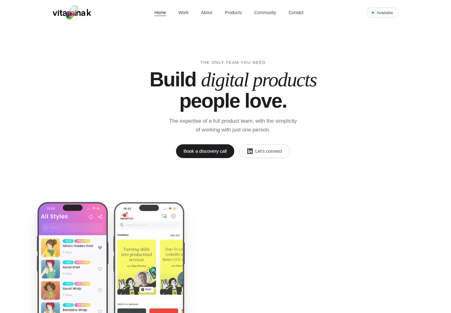 Screenshot of vitaminak.design