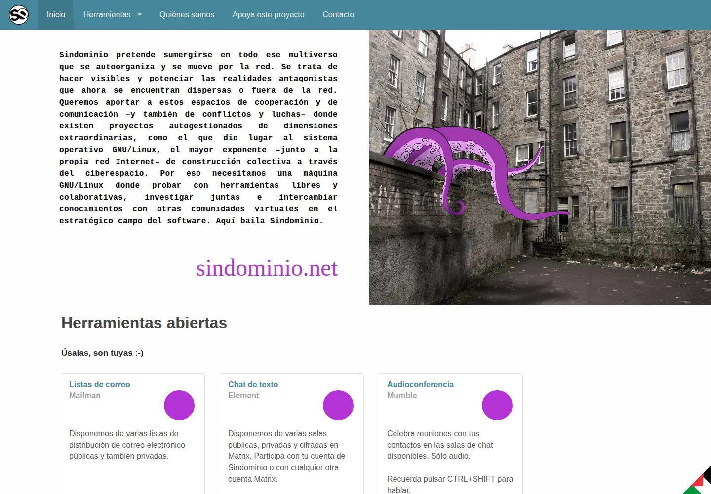 Screenshot of sindominio.net