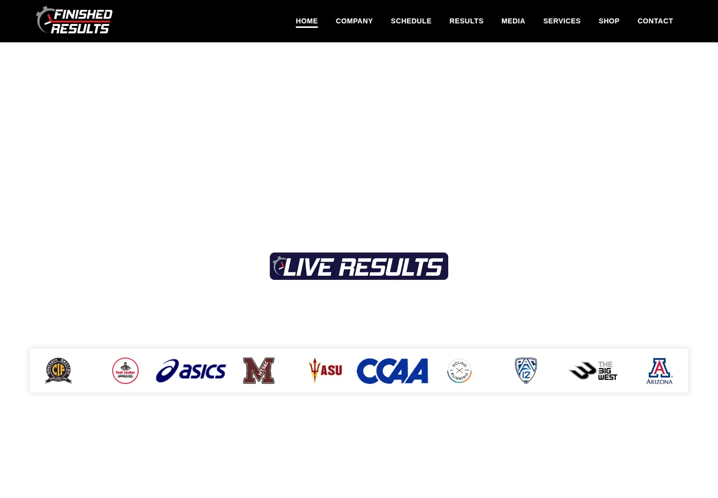 Captured homepage of finishedresults.com in the current scan