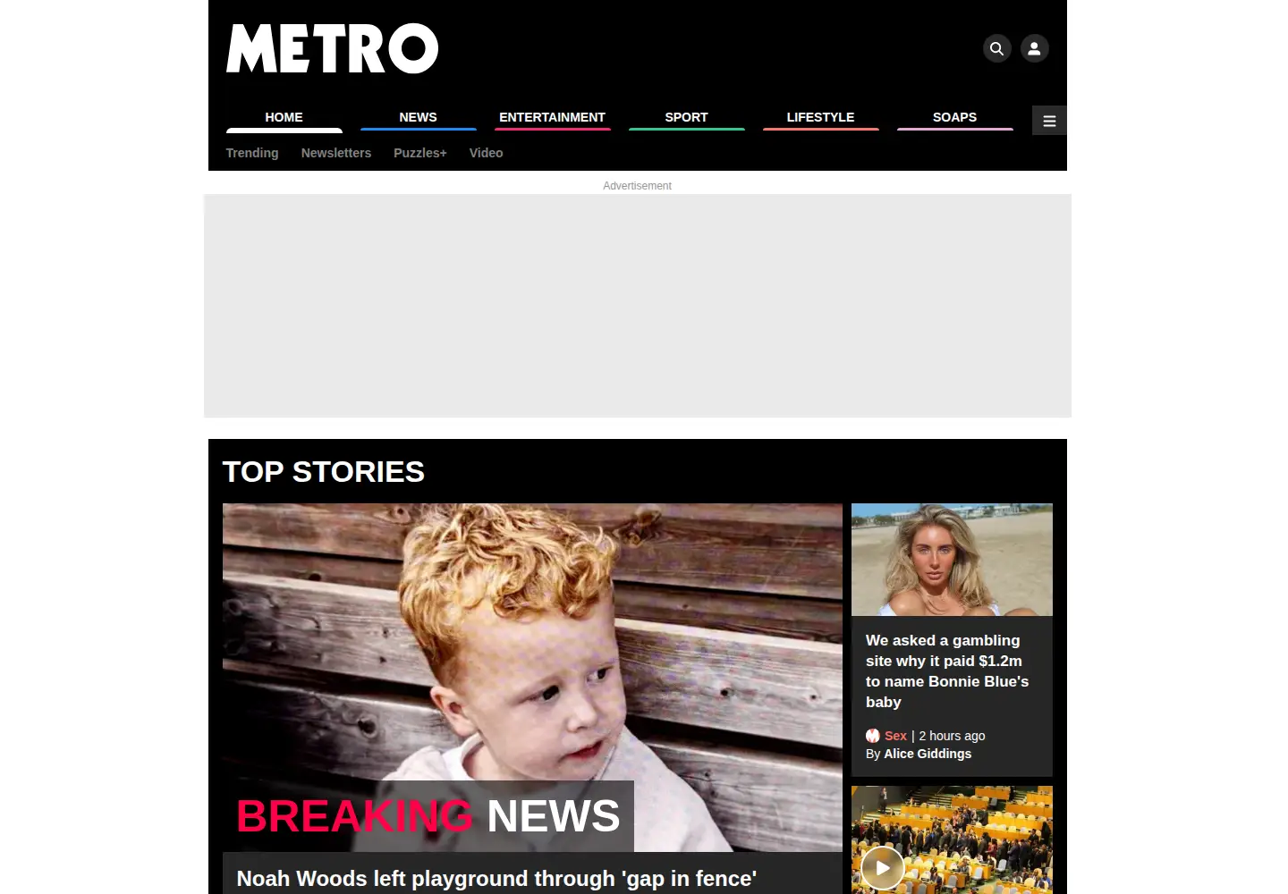 Screenshot of metro.co.uk