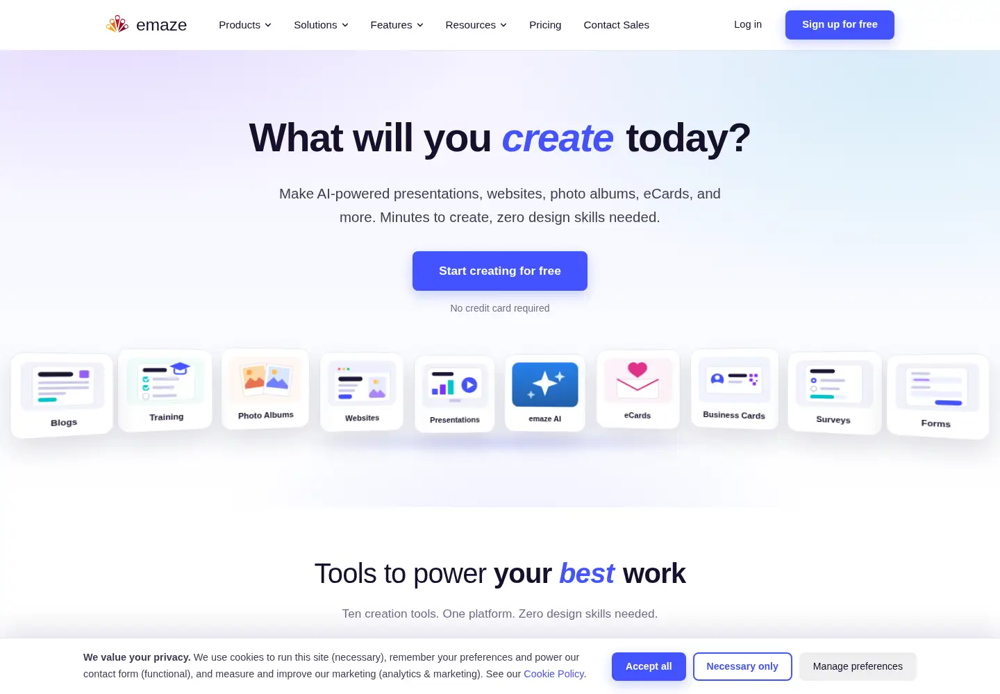 Screenshot of emaze.com