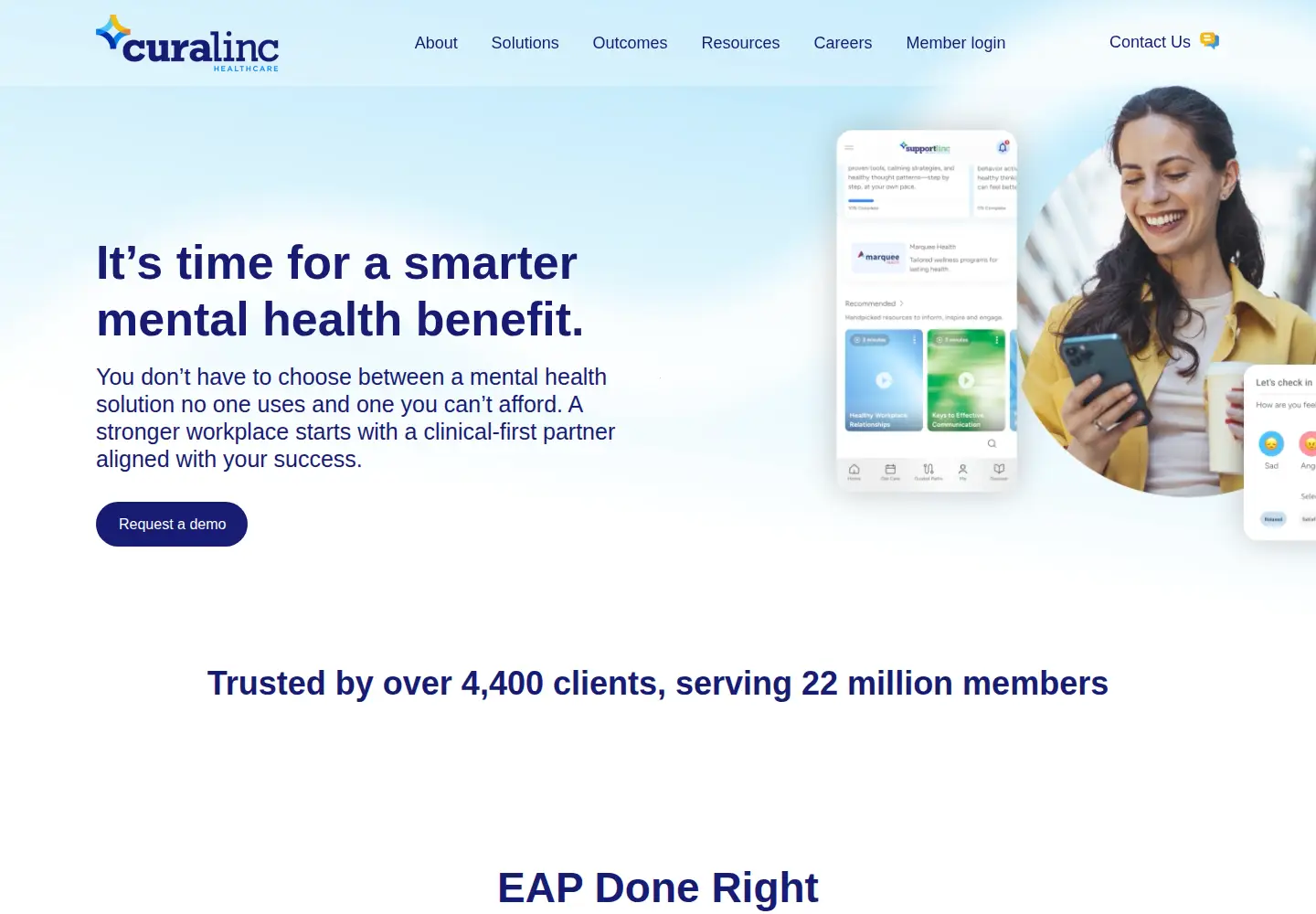 Captured homepage of curalinc.com in the current scan