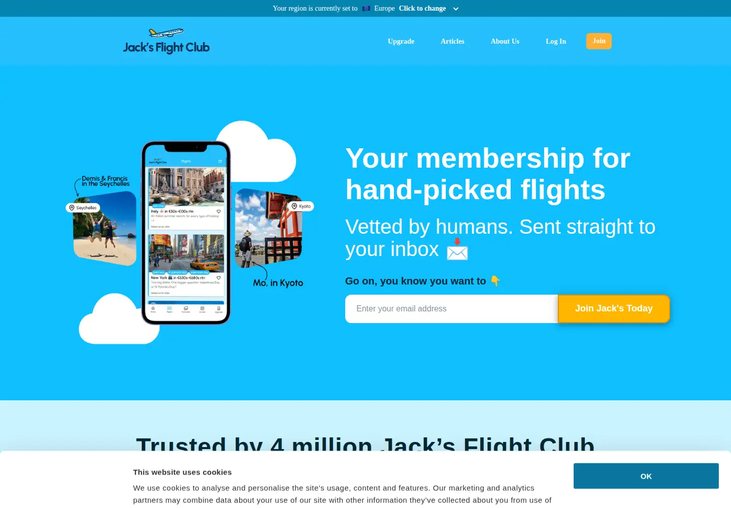Screenshot of jacksflightclub.com