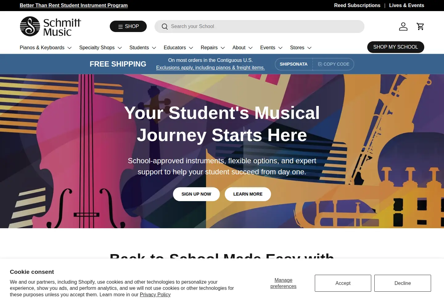 Screenshot of schmittmusic.com
