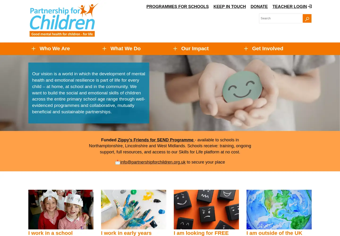 Screenshot of partnershipforchildren.org.uk