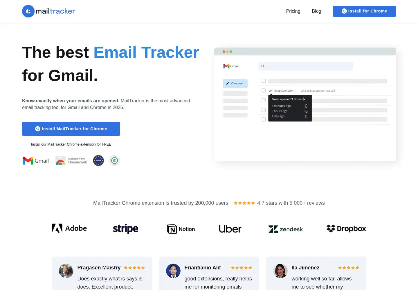 Screenshot of getmailtracker.com