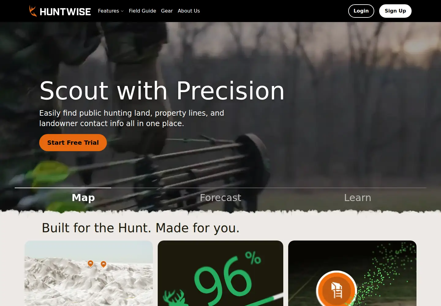 Captured homepage of huntwise.com in the current scan