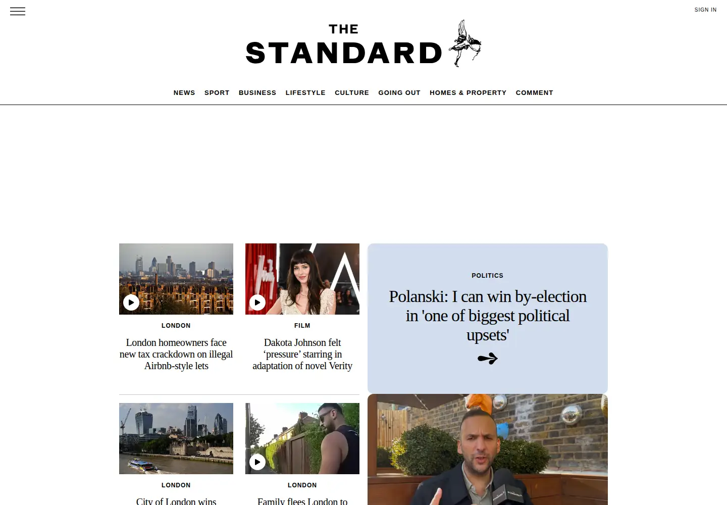 Screenshot of standard.co.uk