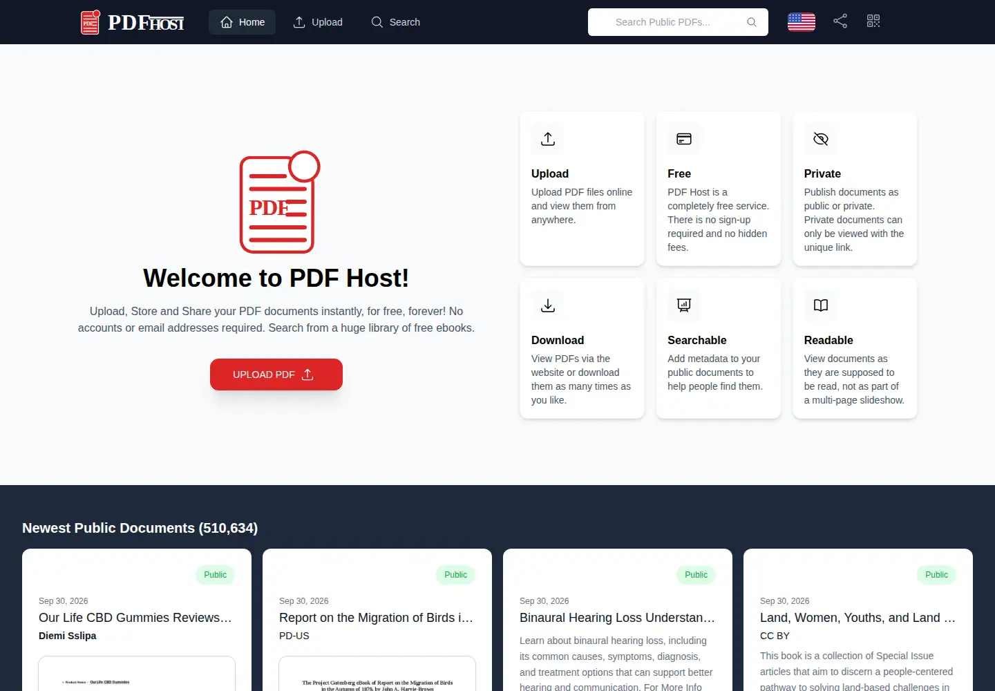Screenshot of pdfhost.io