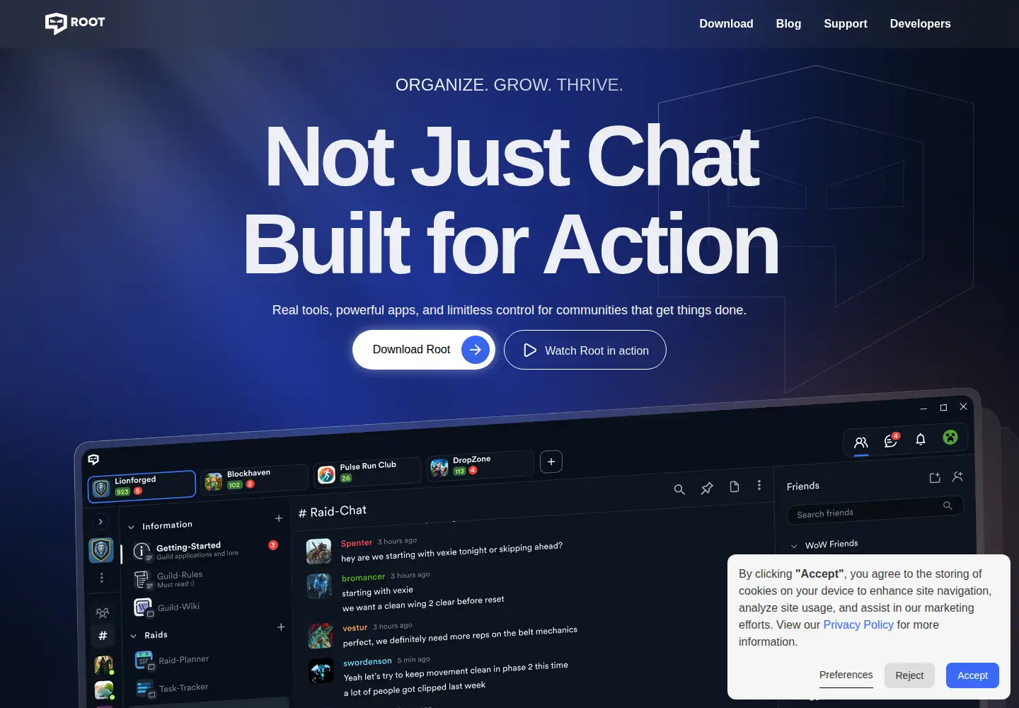 Captured homepage of rootapp.com in the current scan