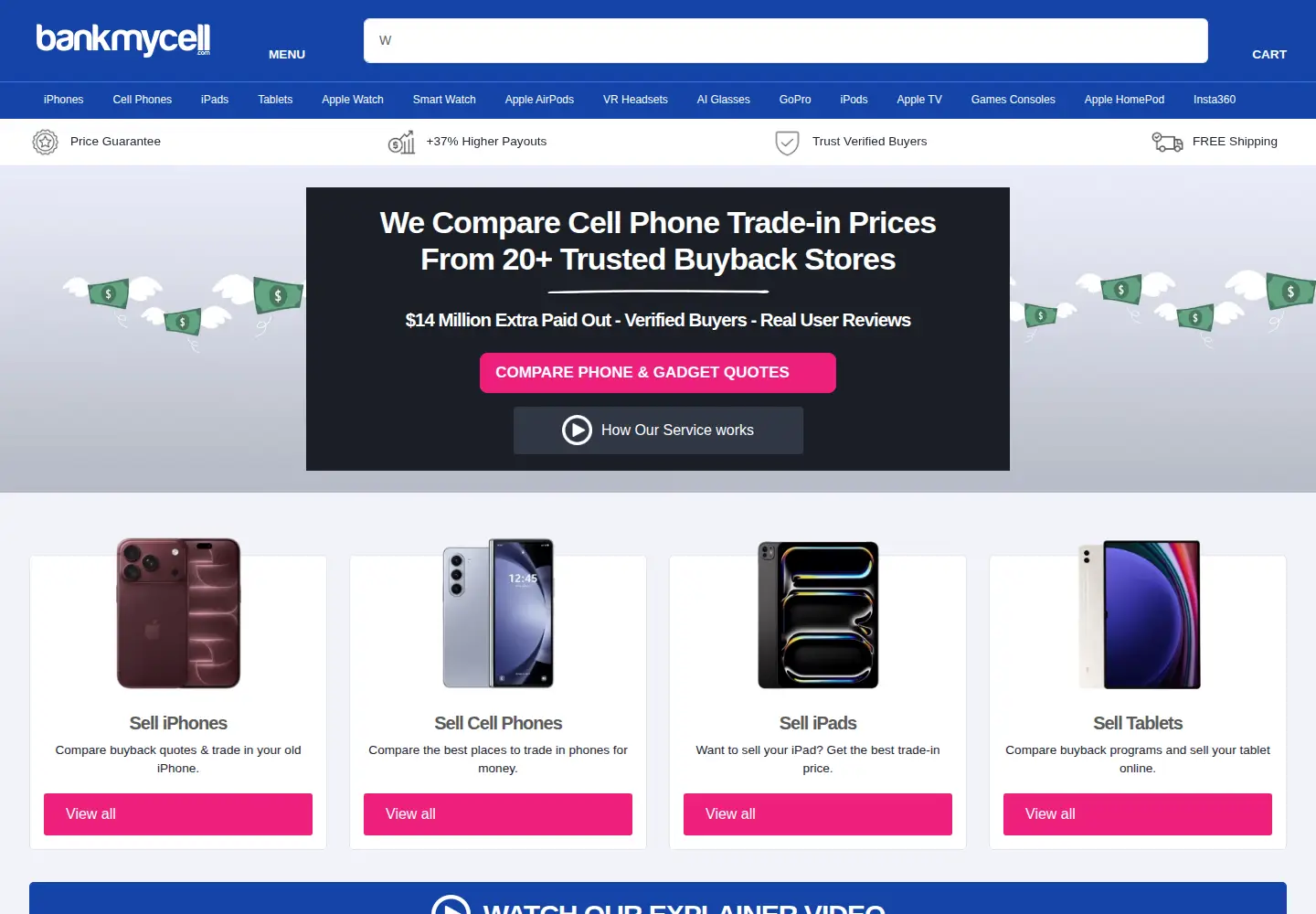 Screenshot of bankmycell.com
