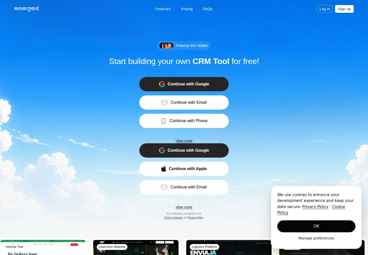Screenshot of emergentagent.com