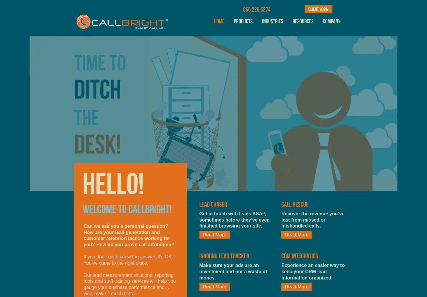 Captured homepage of callbright.com in the current scan
