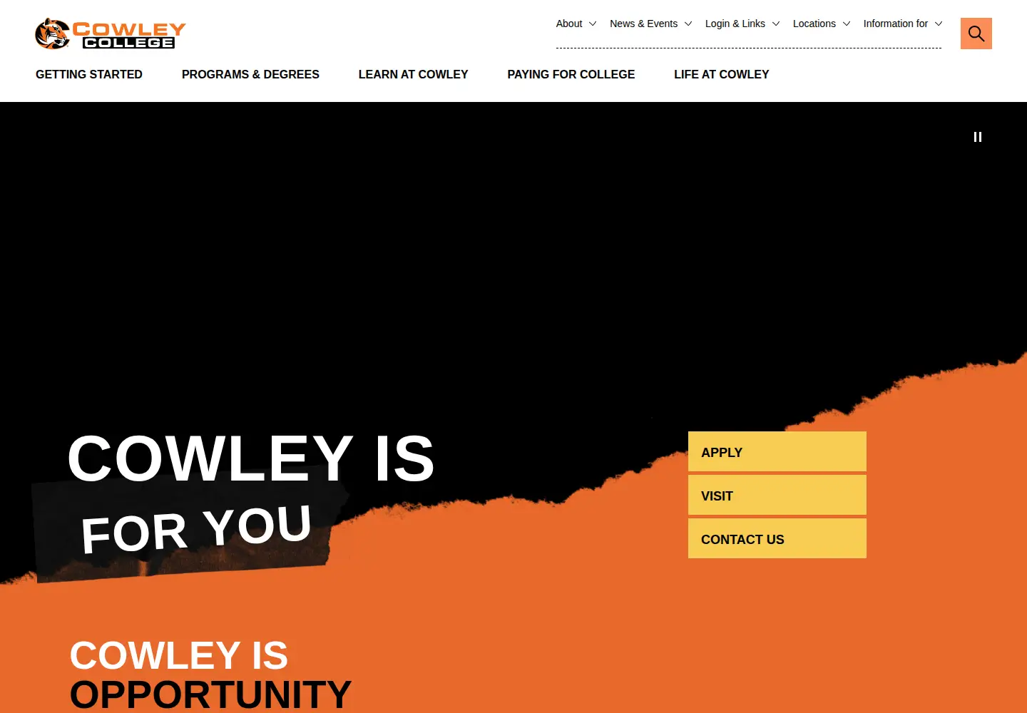 Screenshot of cowley.edu