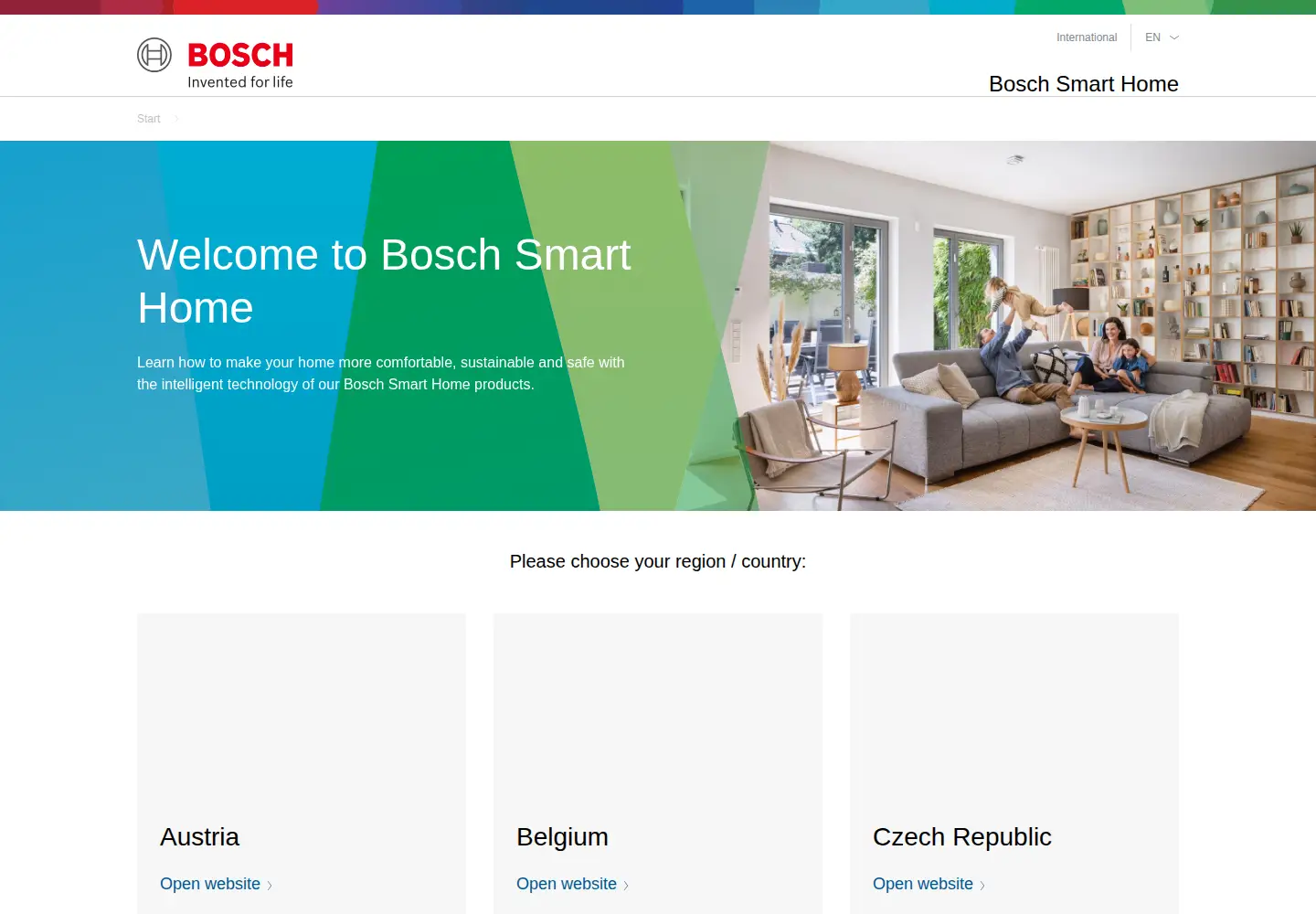 Screenshot of bosch-smarthome.com