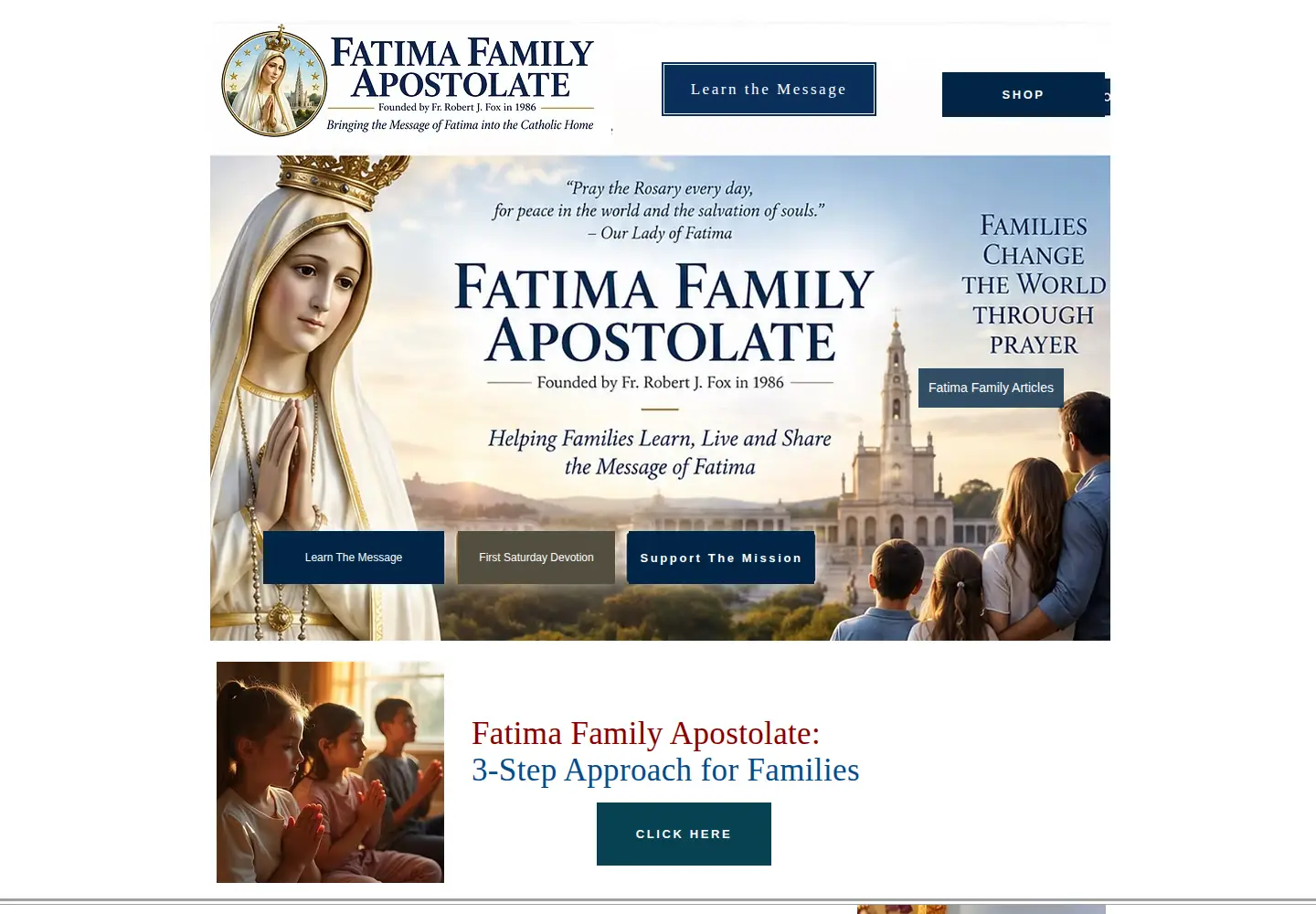 Screenshot of fatimafamily.org