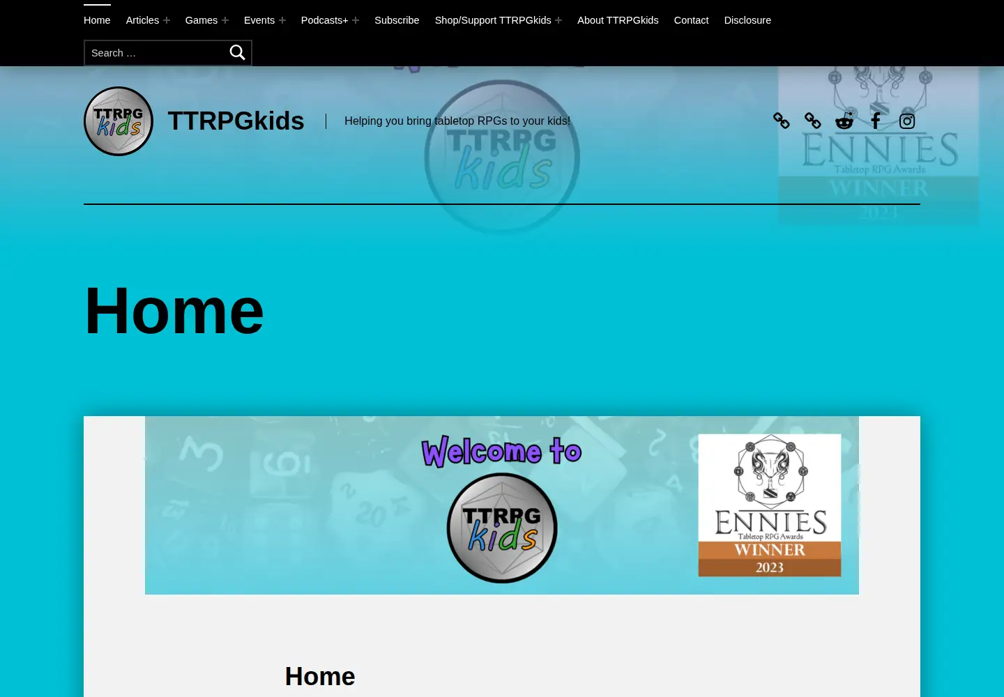 Screenshot of ttrpgkids.com