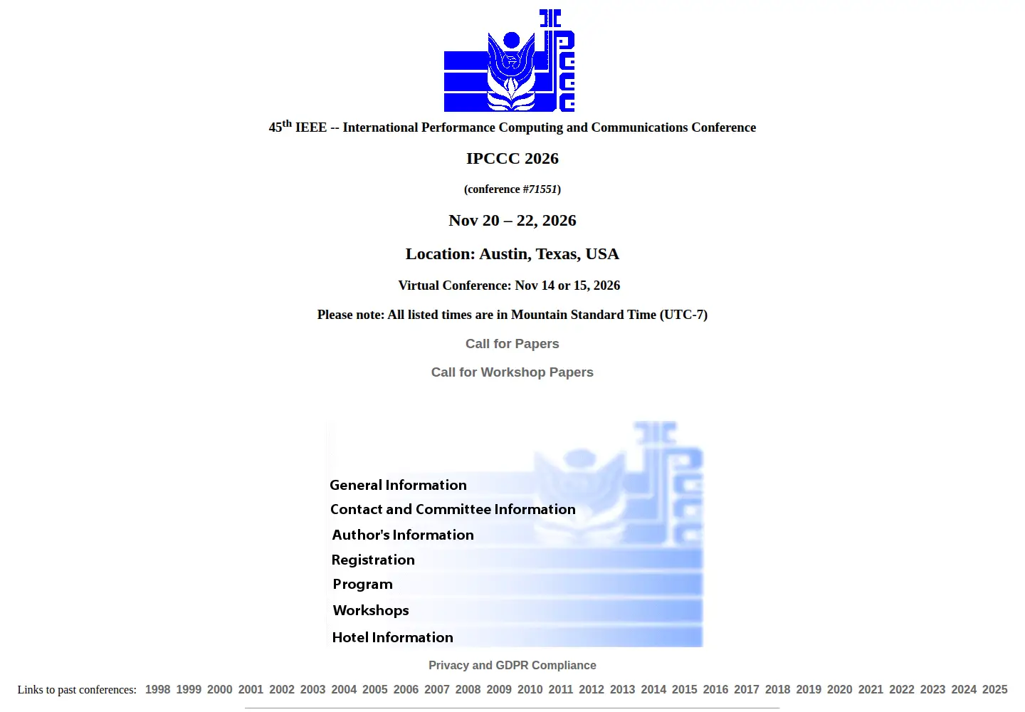 Captured homepage of ipccc.org in the current scan