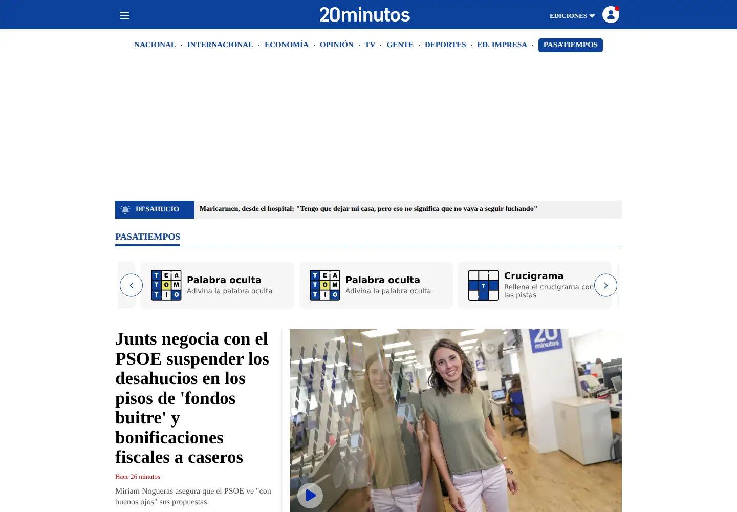 Screenshot of 20minutos.es