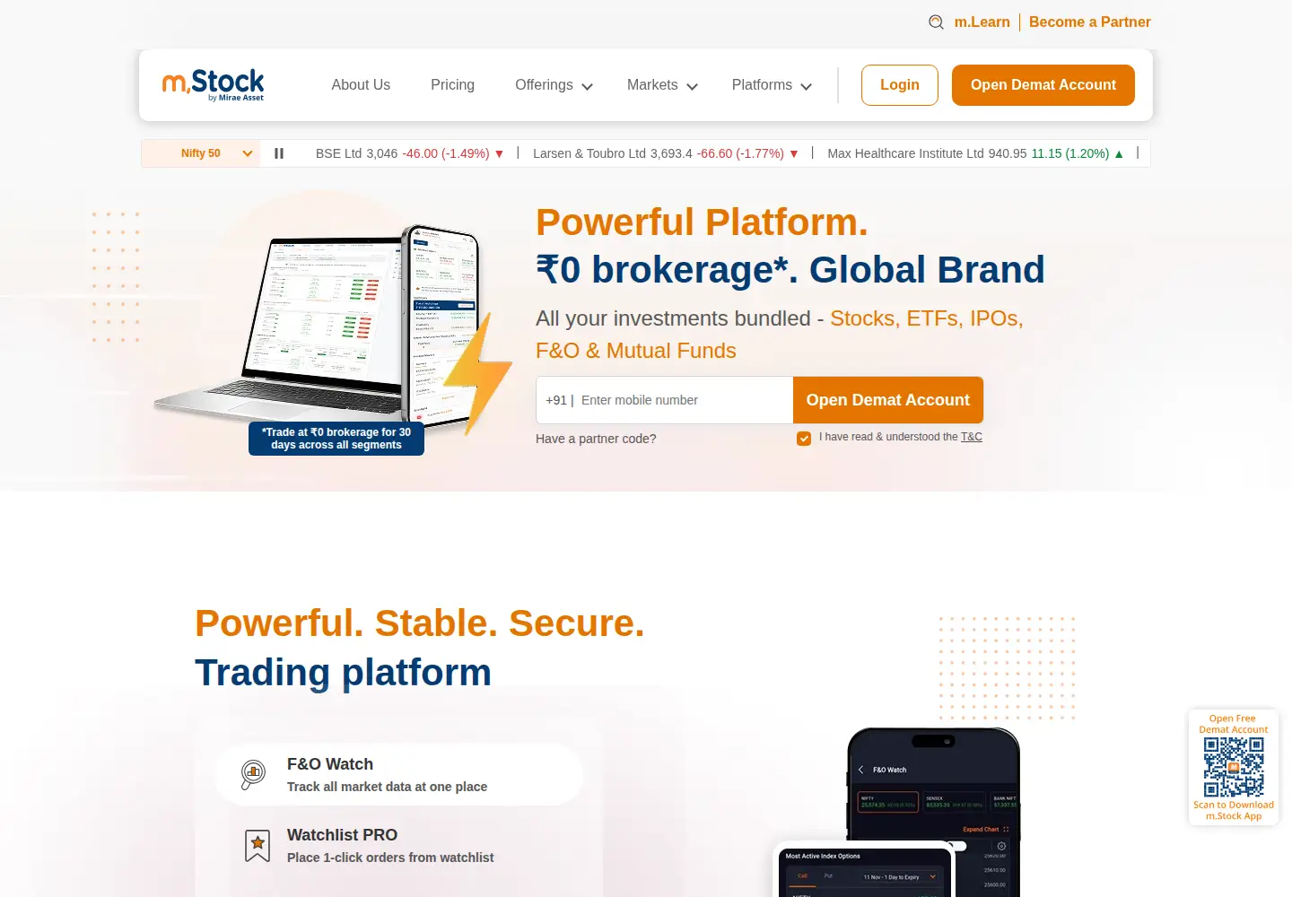 Captured homepage of mstock.com in the current scan