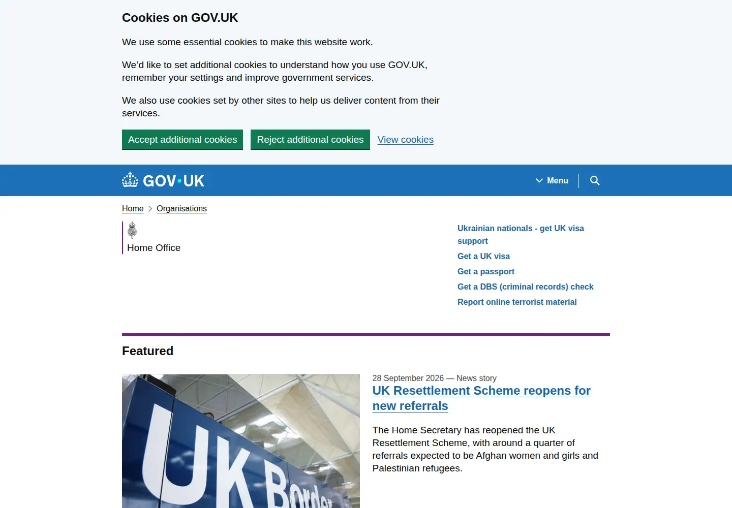 Screenshot of homeoffice.gov.uk