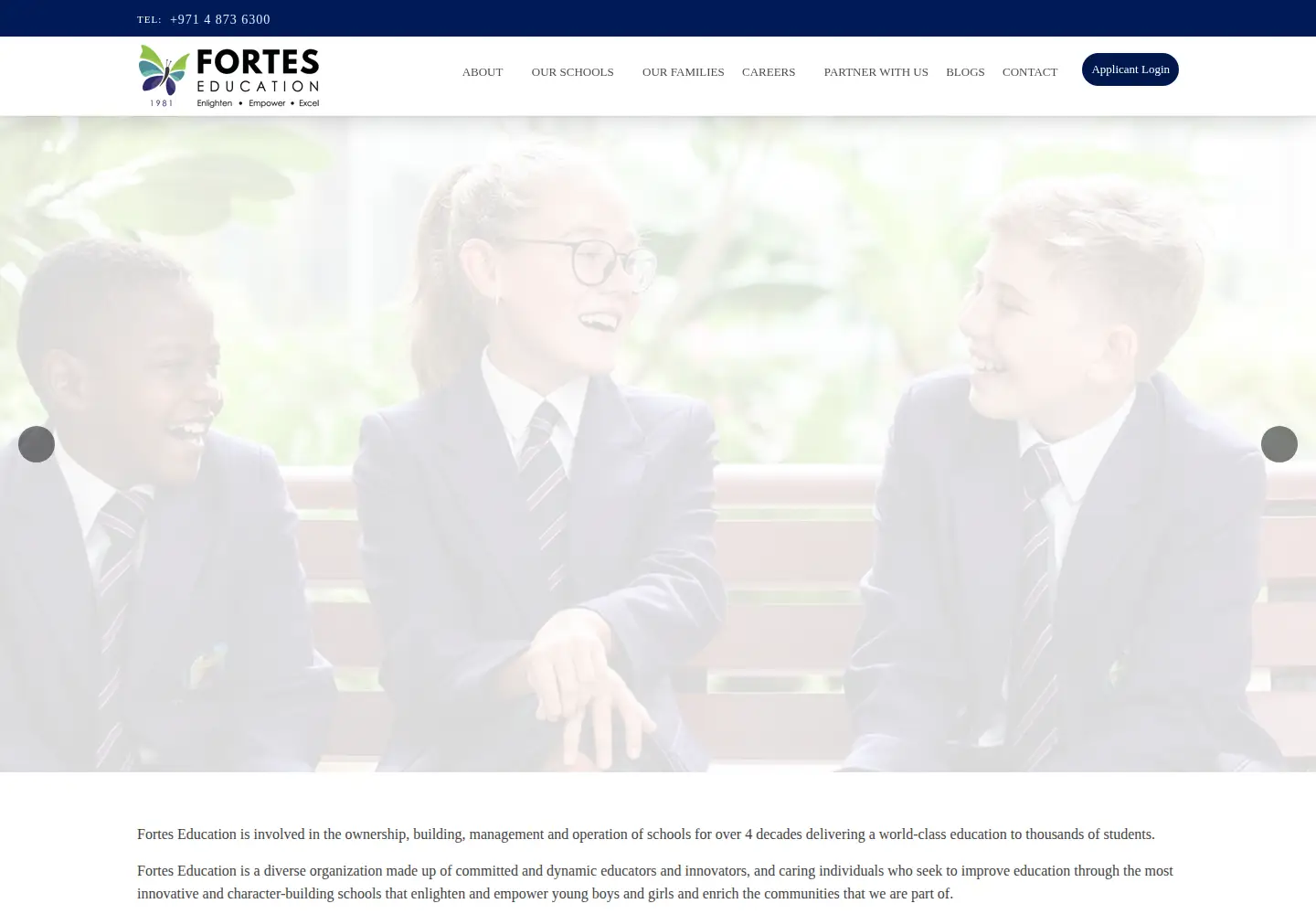 Captured homepage of forteseducation.com in the current scan
