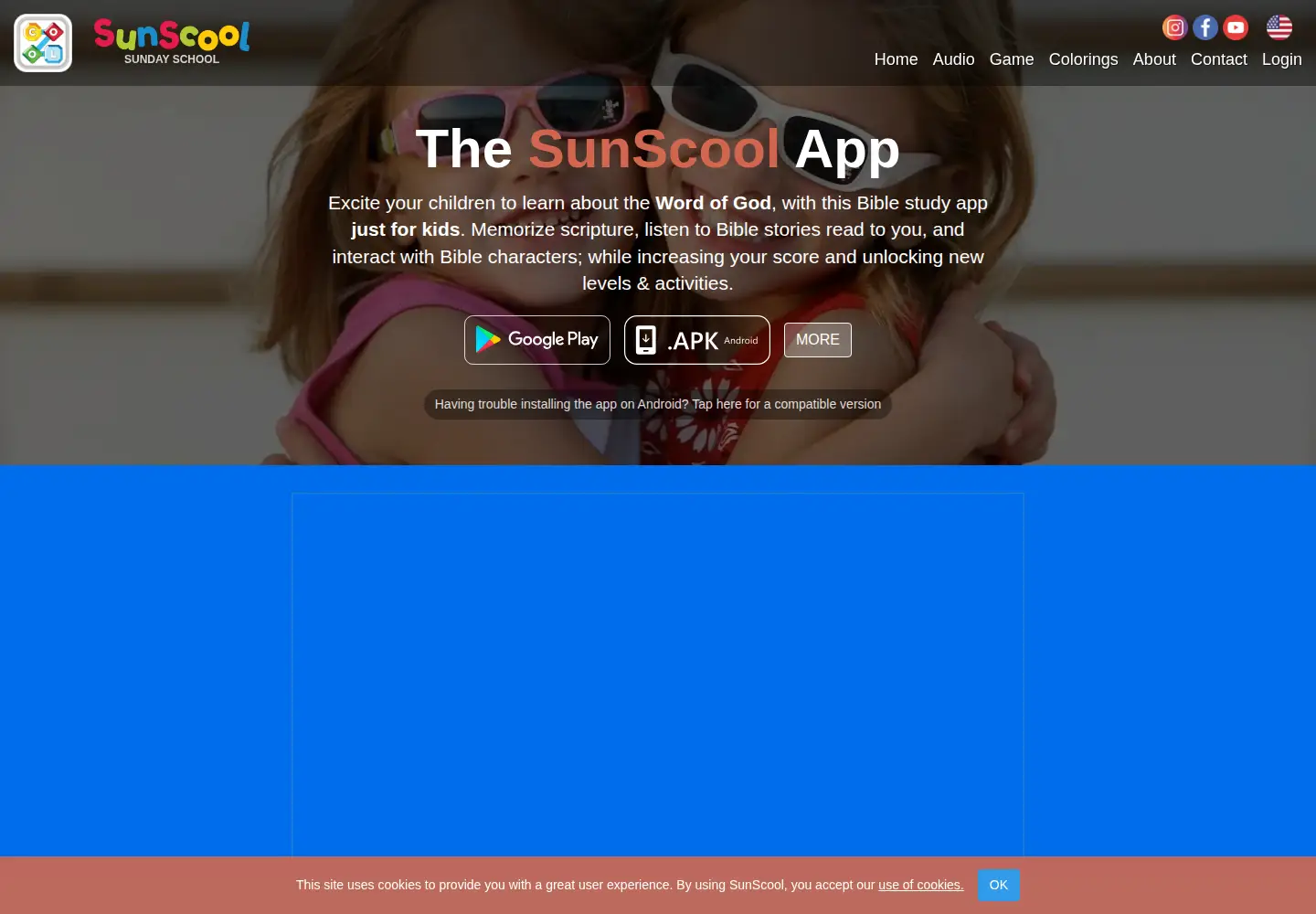 Captured homepage of sunscool.org in the current scan