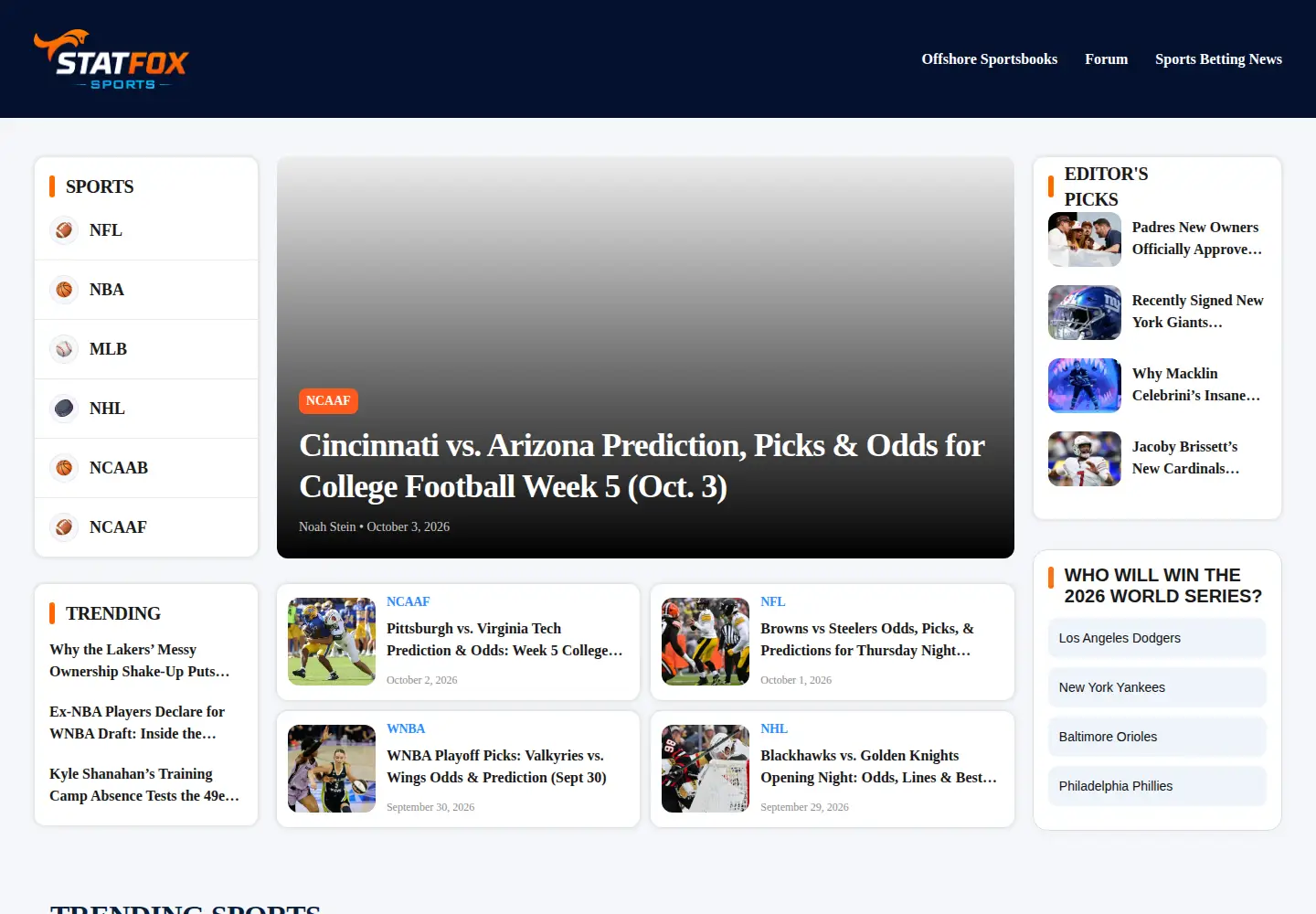 Screenshot of statfoxsports.com