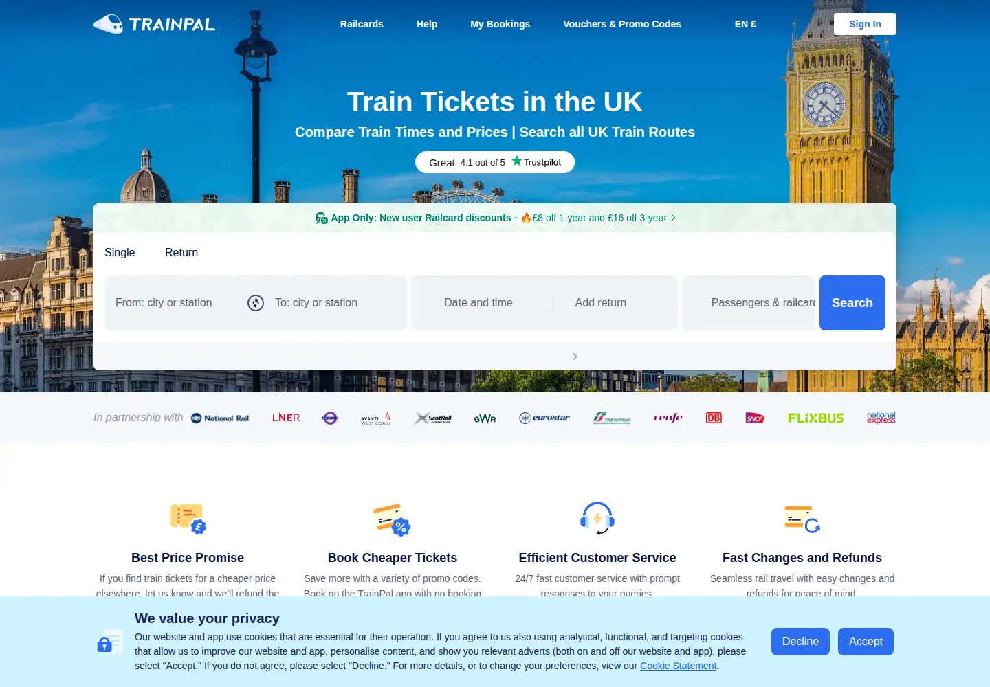 Captured homepage of mytrainpal.com in the current scan