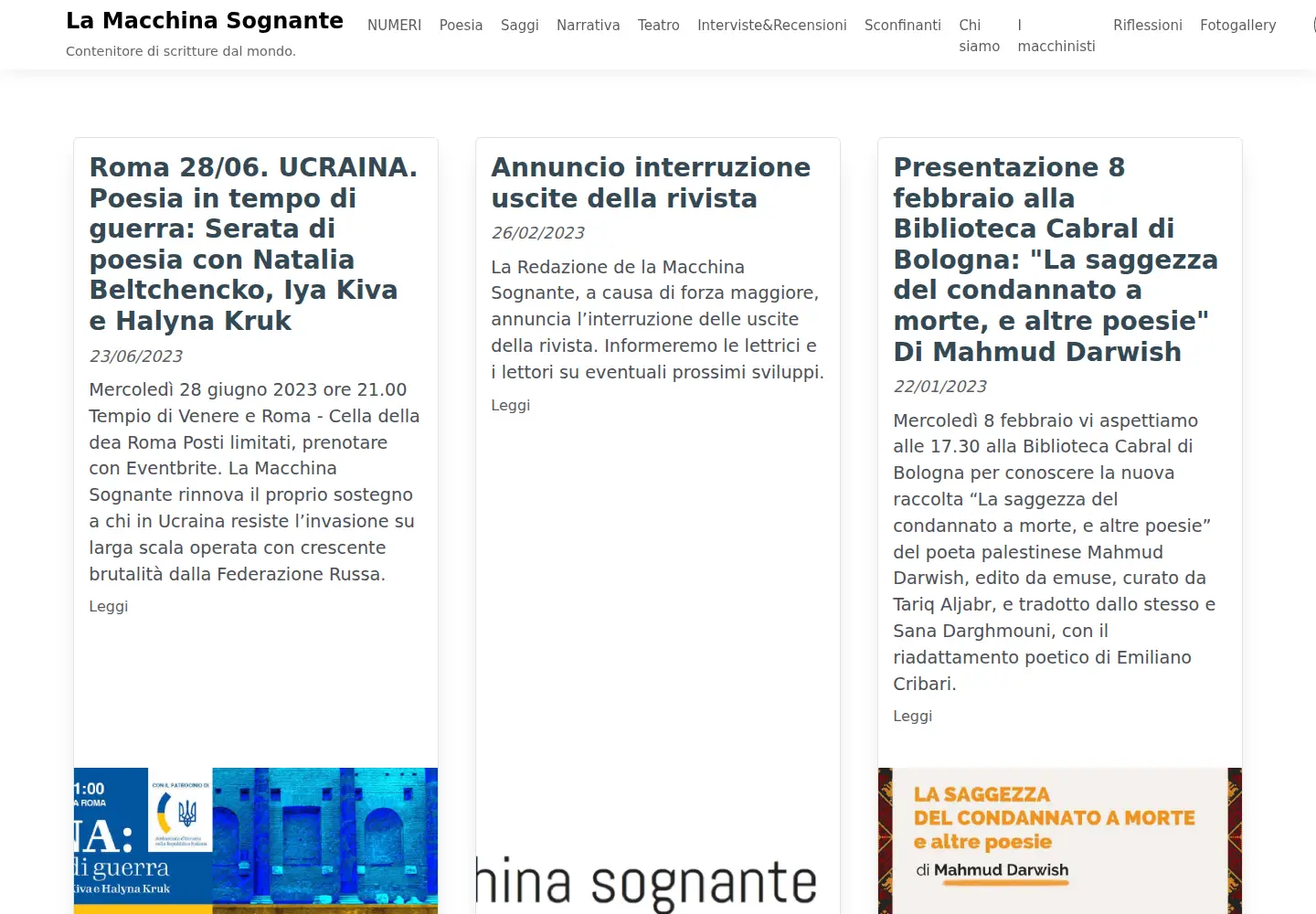 Captured homepage of lamacchinasognante.com in the current scan