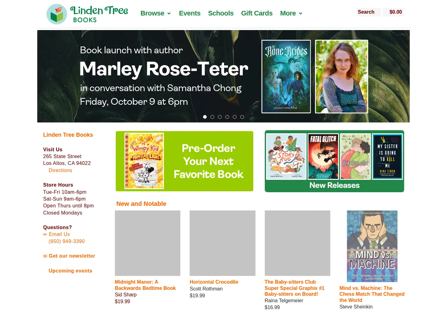 Screenshot of lindentreebooks.com
