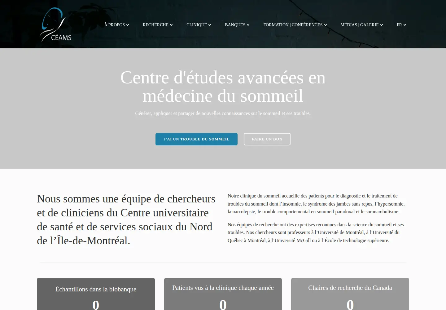 Captured homepage of ceams-carsm.ca in the current scan