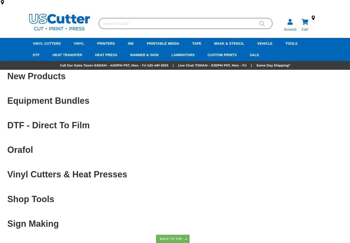 Screenshot of uscutter.com