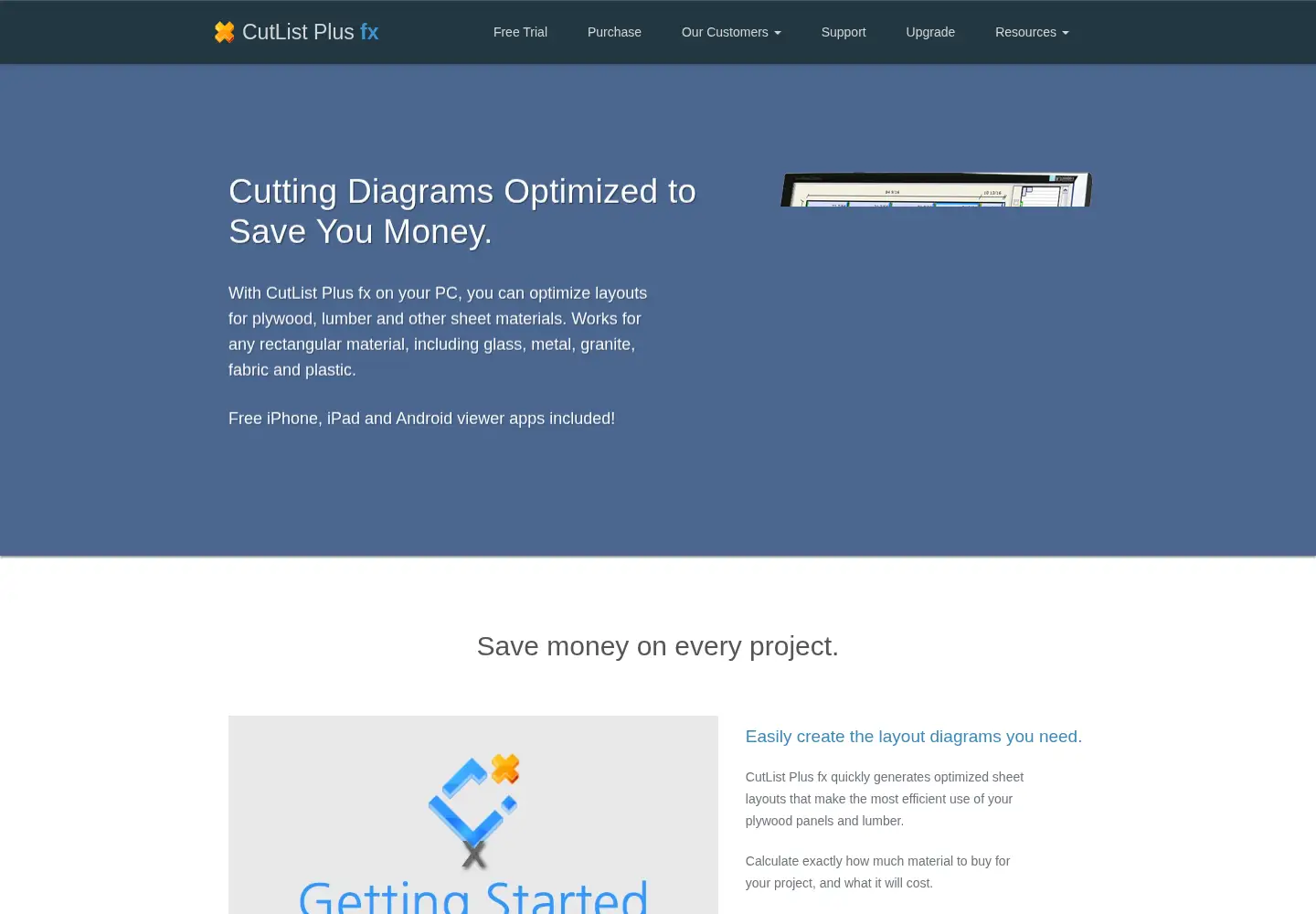 Screenshot of cutlistplus.com