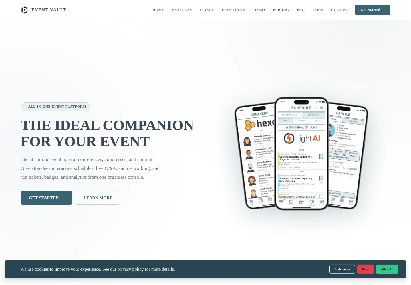 Captured homepage of event-vault.com in the current scan