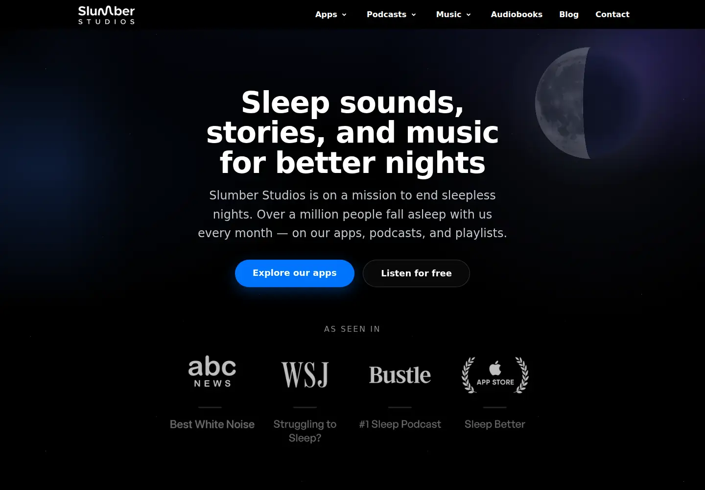 Captured homepage of slumberstudios.com in the current scan