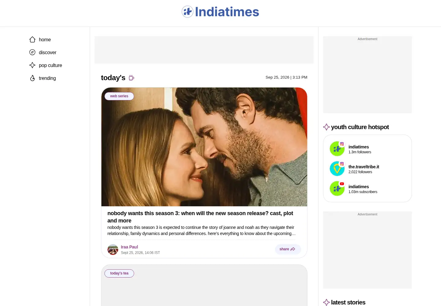 Screenshot of indiatimes.com