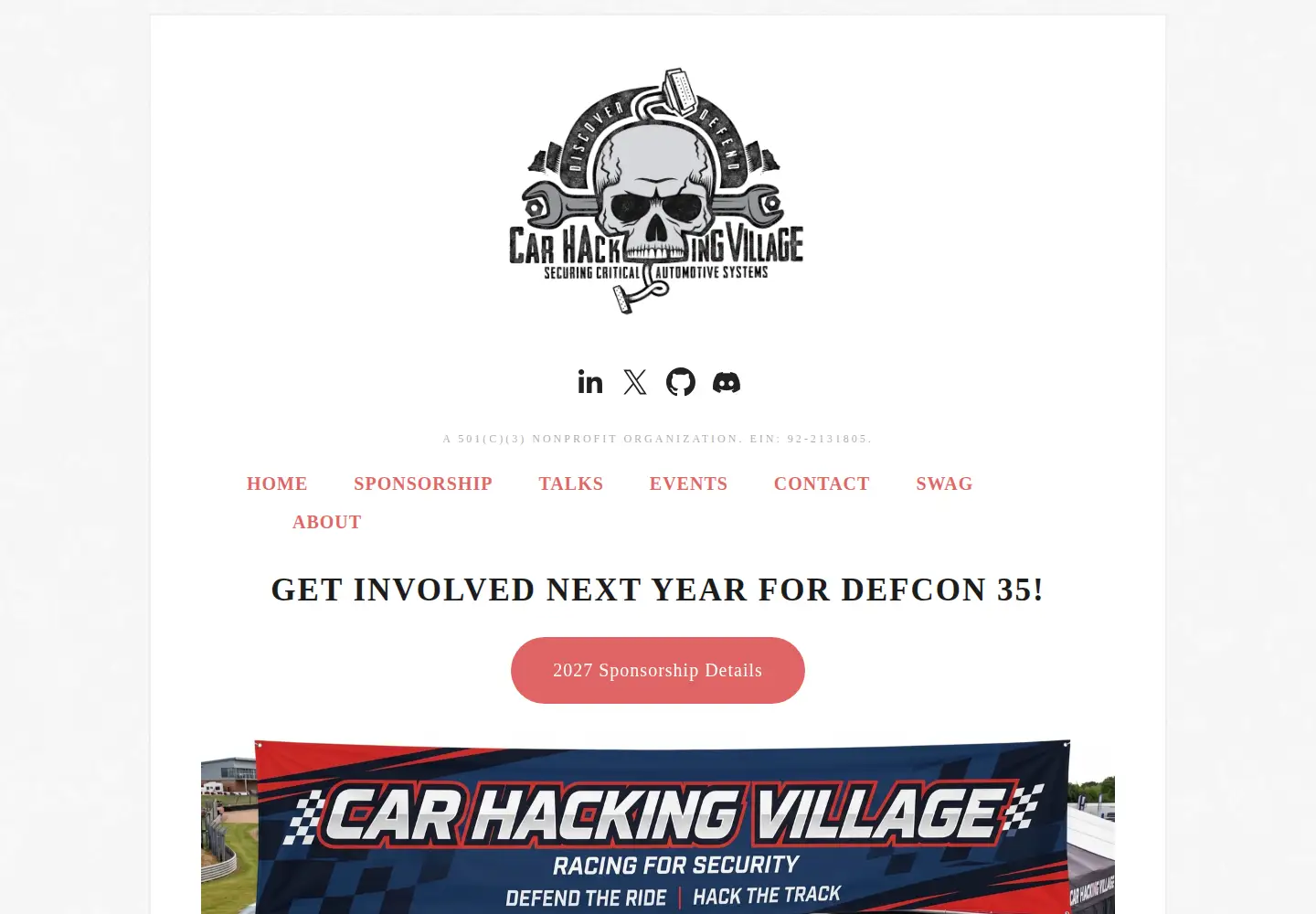 Screenshot of carhackingvillage.com