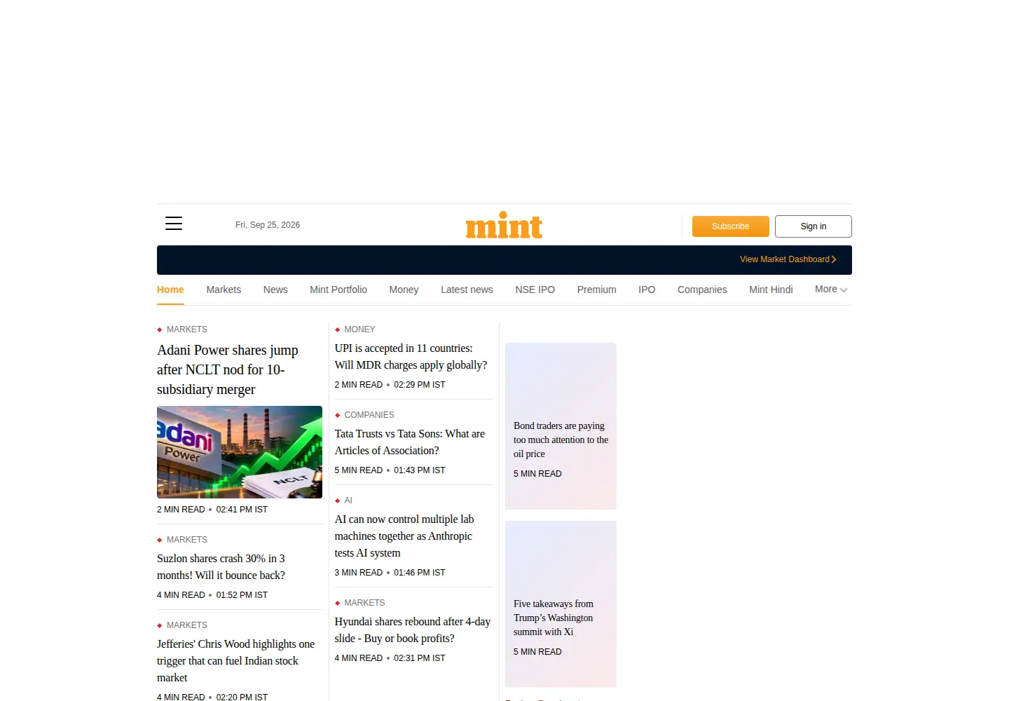 Screenshot of livemint.com