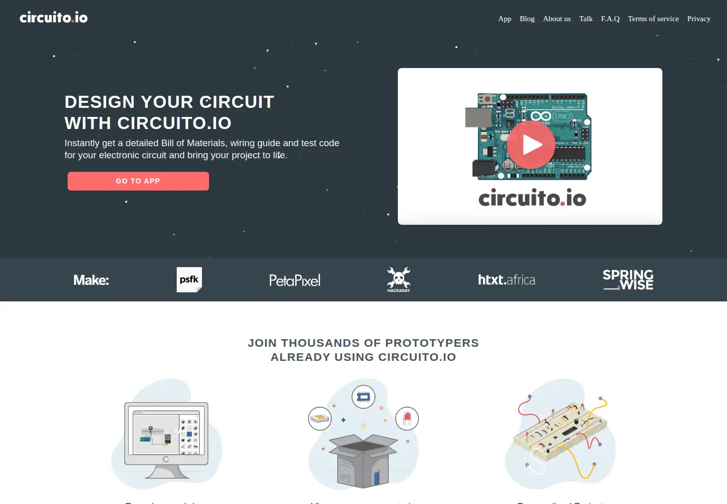 Captured homepage of circuito.io in the current scan
