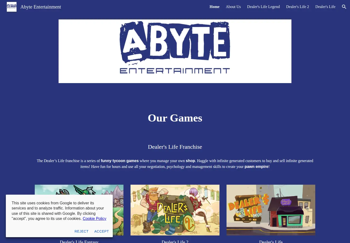 Screenshot of abyteentertainment.com