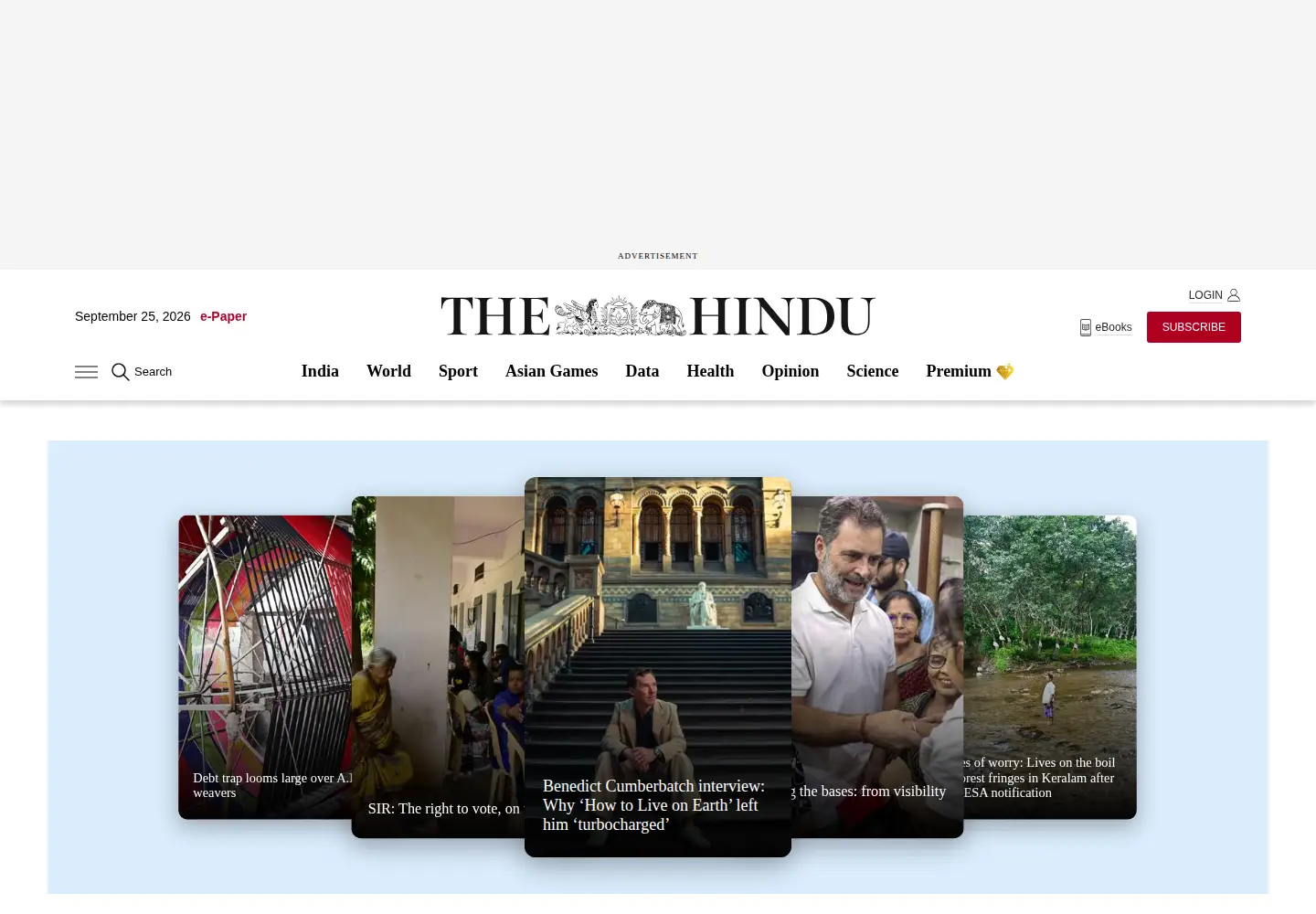 Screenshot of thehindu.com