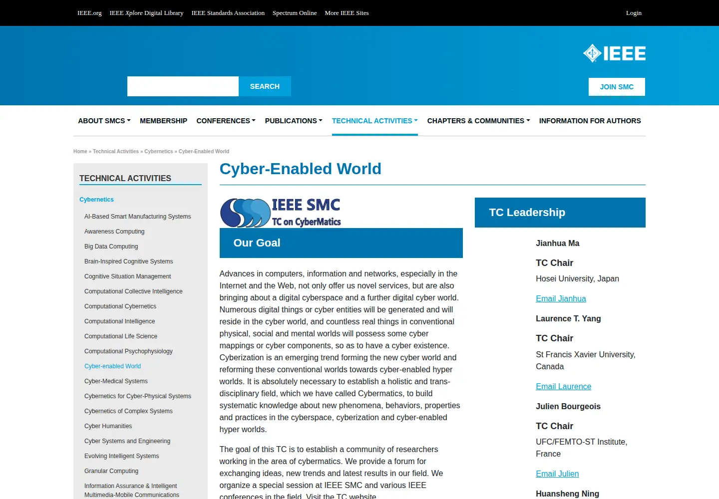 Screenshot of ieee-cybermatics.org